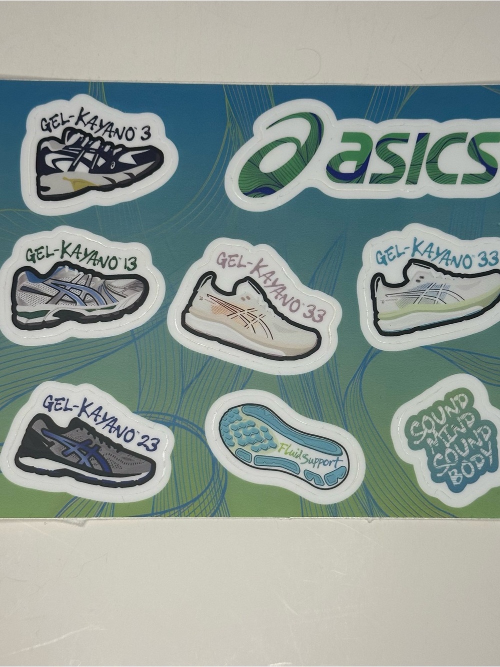 Asics Gel-Kayano 3 Logo Running Sneaker Sticker Decal 8 Count Sheet NEW